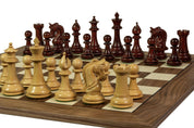Echiquier sans coordonnées en marqueterie de bois de noyer et sycomore - échiquier luxe de Taille 5+/6 avec une bande noire séparant les cases et les bords