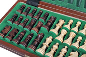 Jeu d'échecs MAGNETIQUE Marron pliant en bois de charme de petite taille (27 x 27cm) - Ensemble Complet