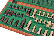 Jeu d'échecs DE TOURNOI No 4 en bois de charme avec l'échiquier en marqueterie de bois d'acajou et sycomore, de petite taille (42 x 42cm) - Ensemble Complet