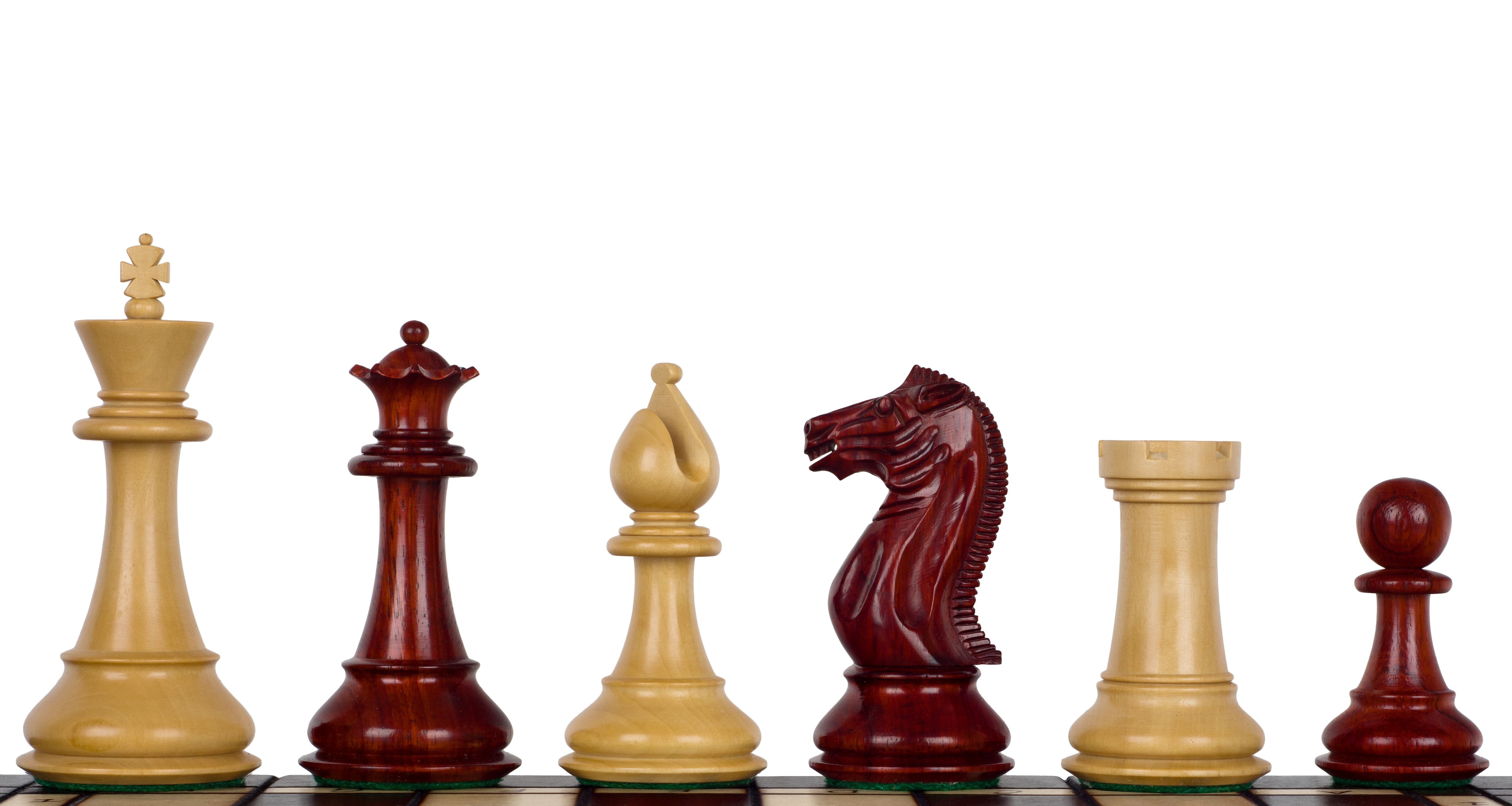 Pièces d'échecs Pershing en bois de padouk et de buis - Taille 4,25'' - Pièces d'échecs Pershing en bois de padouk et de buis - Taille 4,25''