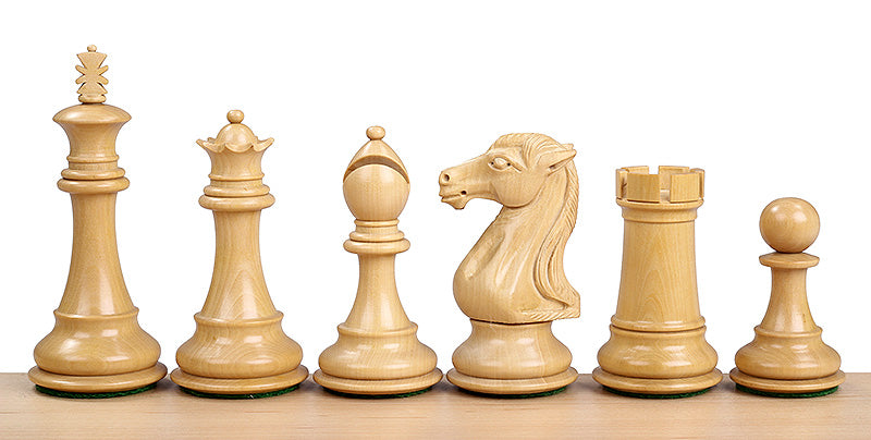 Pièces d'échecs Royal Knight Ebony en bois d'ébène et de buis - Taille 4,00'' - Pièces d'échecs Royal Knight Ebony en bois d'ébène et de buis - Taille 4,00''