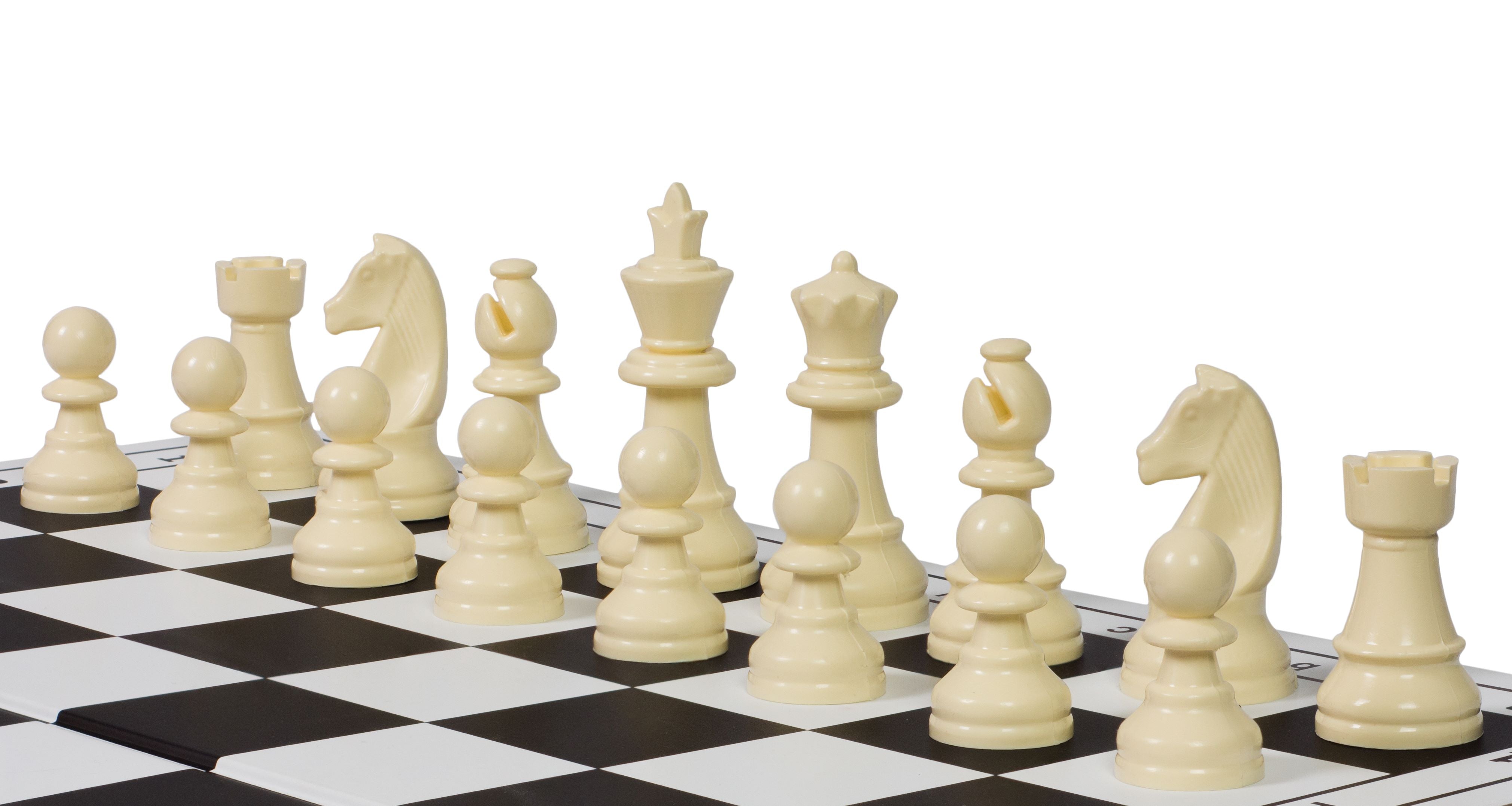 Pièces d'échecs en plastique Staunton, blanches et noires de taille 3 (roi 65mm) - Pièces d'échecs en plastique Staunton, blanches et noires de taille 3 (roi 65mm)
