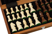 Jeu d'échecs pliant en marqueterie de bois d'acajou et d'érable - de taille 3 (30x30cm)