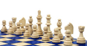 Jeu d'échecs MAGNETIQUE en bois de charme, pliant, de petite taille (28 x 28cm) - Ensemble Complet, couleur bleue