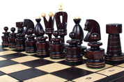 Jeu d'Echecs ROYAL avec incrustations en laiton, en bois bois de charme et de cerisier sauvage, de grande taille (50 x 50cm) - Ensemble Complet