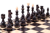 Jeu d'd'échecs INDIEN en bois de charme, de grande taille  (54 x 54cm) - Ensemble Complet