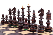 Jeu d'd'échecs POLONAIS ANCIEN en bois de cerisier sauvage, de grande taille (56 x 56 cm)