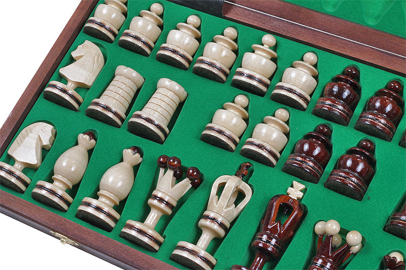 Jeu d'Echecs ROYAL avec incrustations en laiton, en bois bois de sycomore, de grande taille (49 x 49cm) - Ensemble Complet - Jeu d'Echecs ROYAL avec incrustations en laiton, en bois bois de sycomore, de grande taille (49 x 49cm) - Ensemble Complet