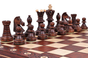 Jeu d'échecs AMBASSADEUR en bois de charme, de grande taille (54 x 54cm) - Ensemble Complet