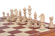 Jeu d'échecs DE TOURNOI No 6 en bois de charme avec l'échiquier en marqueterie de bois d'acajou et sycomore, de grande taille (54 x 54cm) - Ensemble Complet