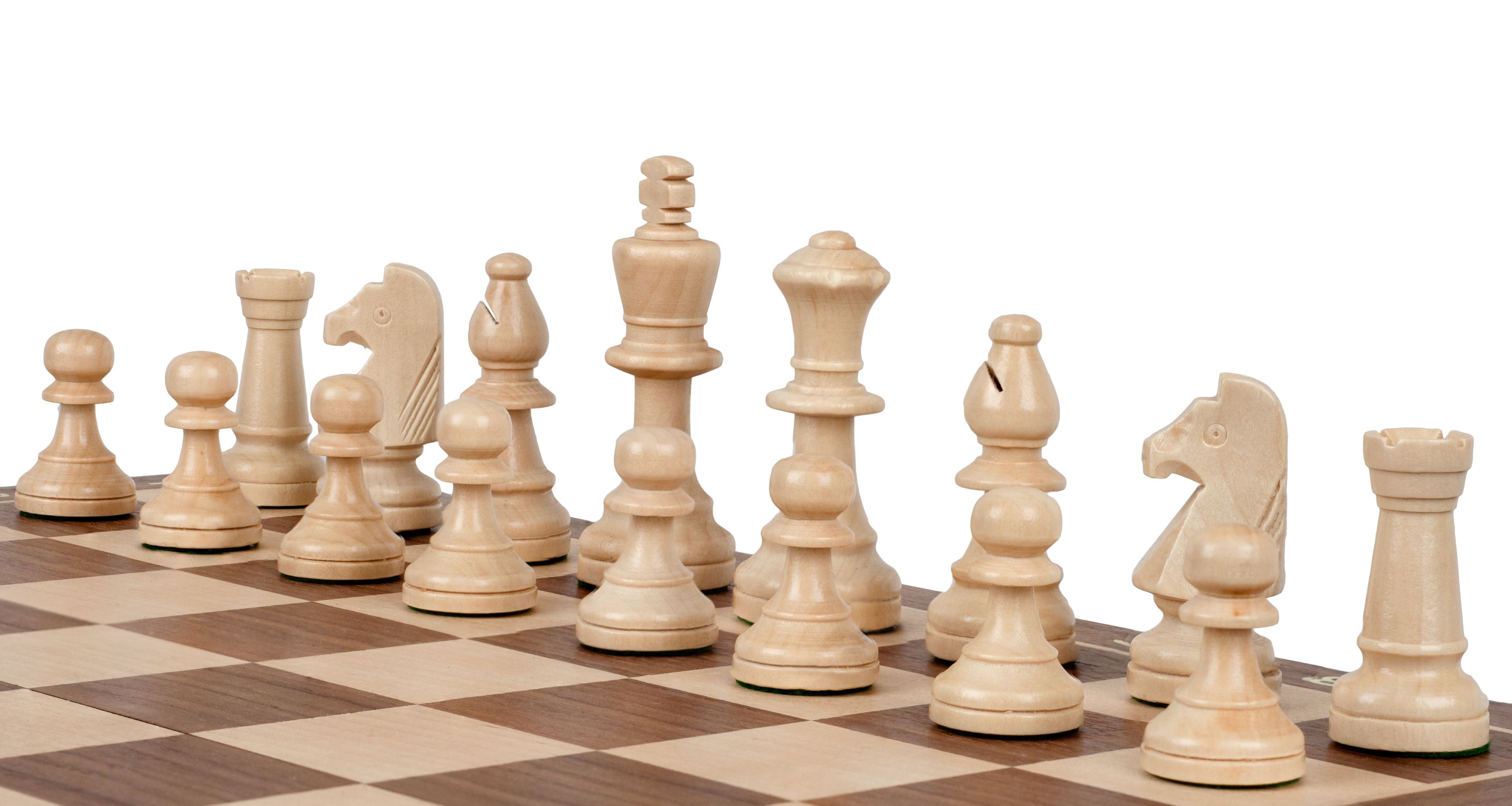 Jeu d'échecs pliant en marqueterie de bois de noyer et d'érable - de taille 5 (45x45cm) - Jeu d'échecs pliant en marqueterie de bois de noyer et d'érable - de taille 5 (45x45cm)