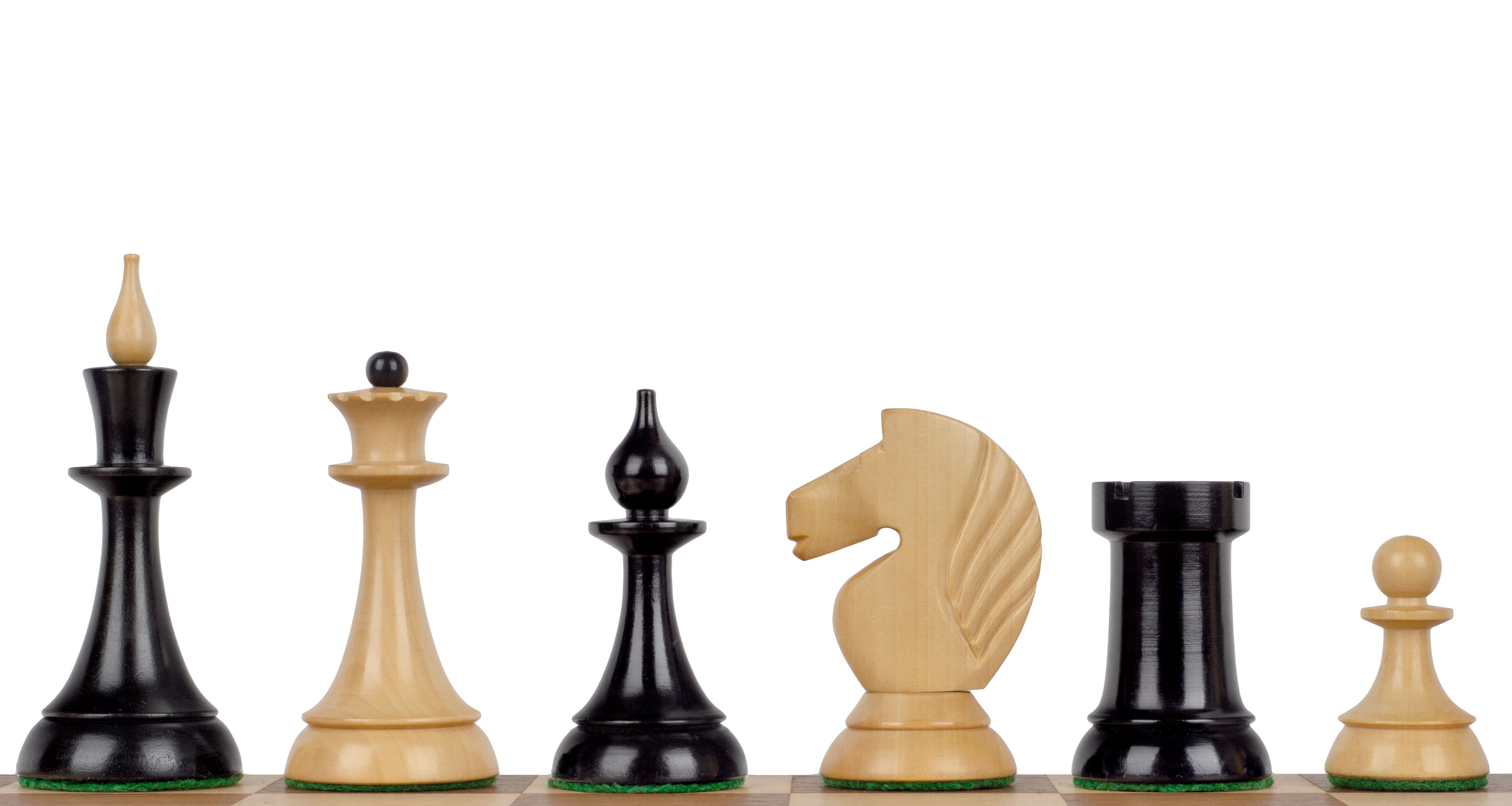 Pièces d'échecs Gambit de la Reine 1957 Ebony en bois d'ébène et buis - Taille 4,00'' - Pièces d'échecs Gambit de la Reine 1957 Ebony en bois d'ébène et buis - Taille 4,00''