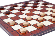 Jeu de dames en bois de charme - damier 8 x 8 cases , de taille moyenne (40 x 40cm) - Ensemble Complet