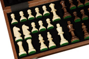 Jeu d'échecs pliant en marqueterie de bois d'acajou et d'érable - de taille 5 (45x45cm)