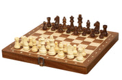 Jeu d'échecs pliant en marqueterie de bois d'acajou et d'érable - de taille 3 (30x30cm)