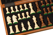 Jeu d'échecs pliant en marqueterie de bois d'acajou et d'érable - de taille 4 (38x38cm)