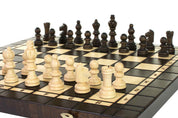 Jeu d'Echecs + Dames + Backgammon en bois de charme, de grande taille (40 x 40cm) - Ensemble comprenant trois jeux pour deux joueurs