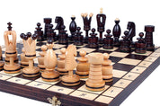 Jeu d'Echecs ROYAL avec incrustations en laiton, en bois bois de charme et de cerisier sauvage, de grande taille (50 x 50cm) - Ensemble Complet