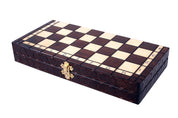 Jeu d'Echecs ROYAL Marron en bois de charme, de petite taille (29 x 29cm) - Ensemble Complet