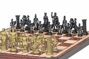 Jeu d'Echecs SPARTE avec les pièces en plastique et l'échiquier en bois, de grande taille (50 x 50cm) - Ensemble Complet