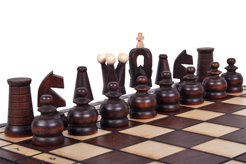 Jeu d'Echecs ROYAL MAXI en bois de charme et de hêtre, de taille moyenne (31 x 31cm) - Ensemble Complet - Jeu d'Echecs ROYAL MAXI en bois de charme et de hêtre, de taille moyenne (31 x 31cm) - Ensemble Complet