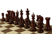 Echiquier sans coordonnées en marqueterie de bois de noyer et sycomore - échiquier luxe de Taille 5+/6 avec une bande noire séparant les cases et les bords