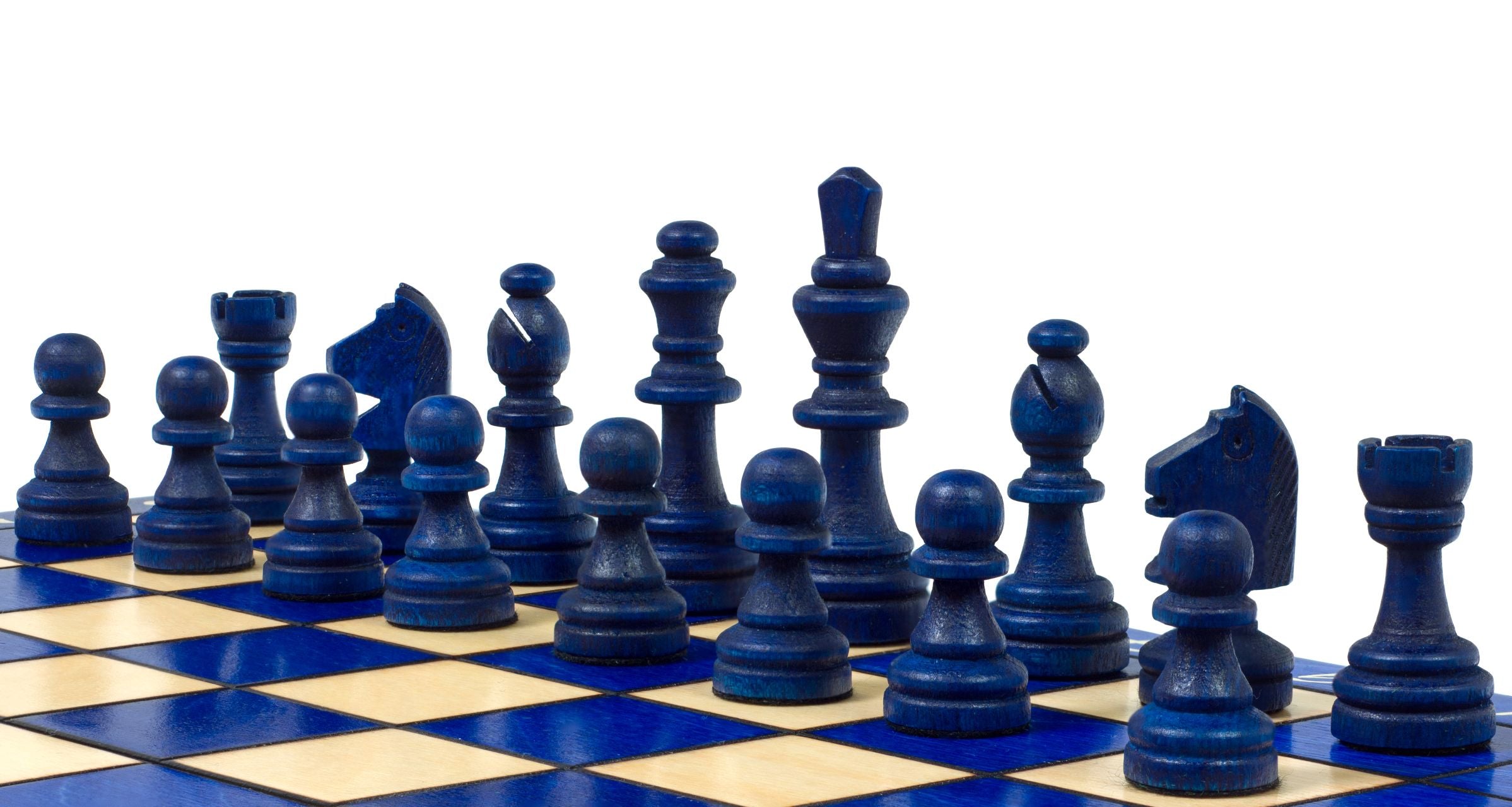 Jeu d'échecs MAGNETIQUE en bois de charme, pliant, de petite taille (28 x 28cm) - Ensemble Complet, couleur bleue - Jeu d'échecs MAGNETIQUE en bois de charme, pliant, de petite taille (28 x 28cm) - Ensemble Complet, couleur bleue