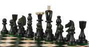 Jeu d'échecs d'AS Vert en bois de charme, de taille moyenne (41 x 41cm) - Ensemble Complet