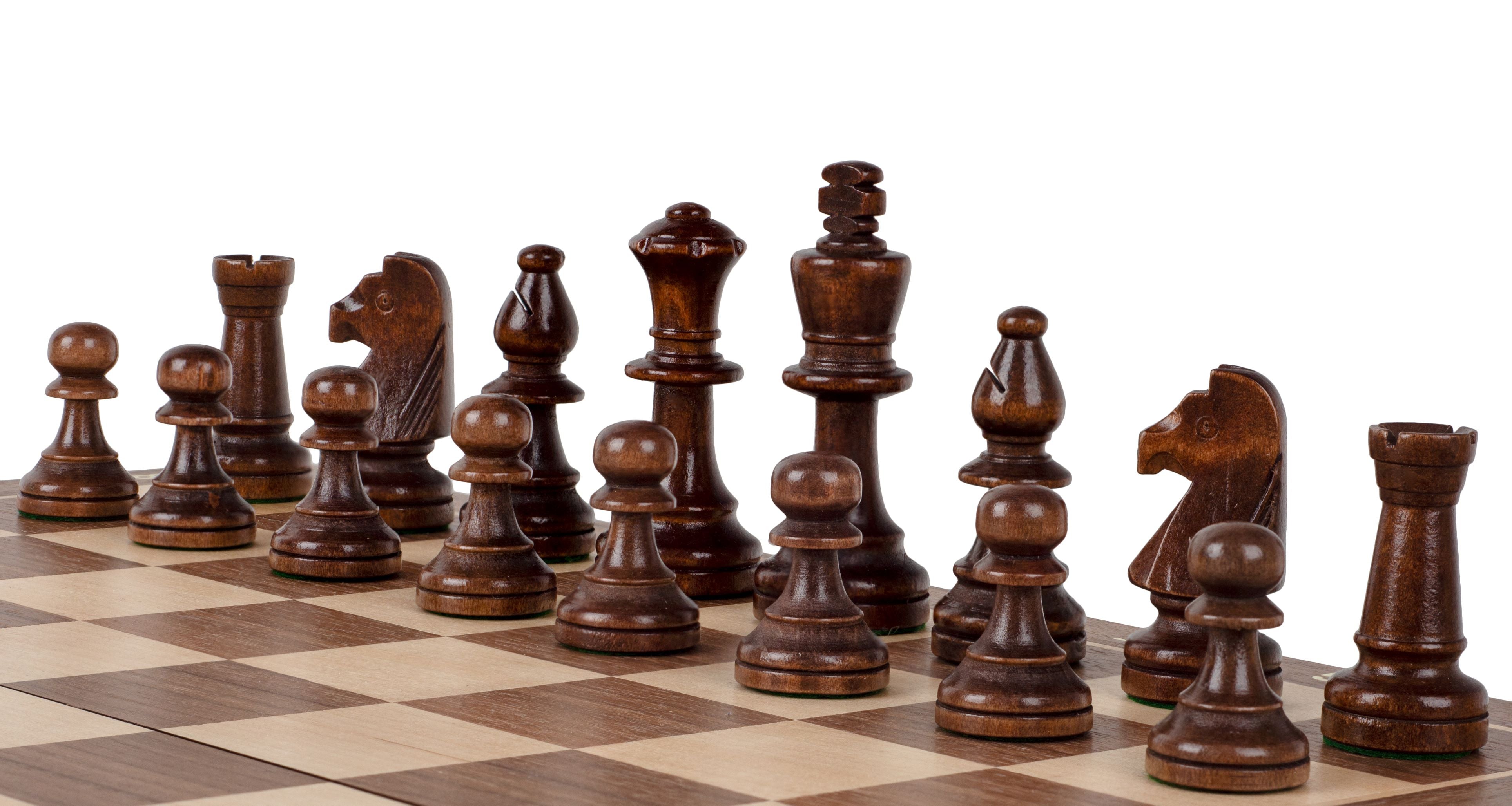 Jeu d'échecs pliant en marqueterie de bois de noyer et d'érable - de taille 5 (45x45cm) - Jeu d'échecs pliant en marqueterie de bois de noyer et d'érable - de taille 5 (45x45cm)
