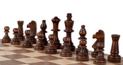 Jeu d'échecs pliant en marqueterie de bois de noyer et d'érable - de taille 5 (45x45cm)