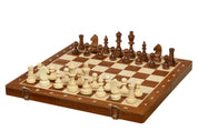 Jeu d'échecs pliant en marqueterie de bois d'acajou et d'érable - de taille 4 (38x38cm)