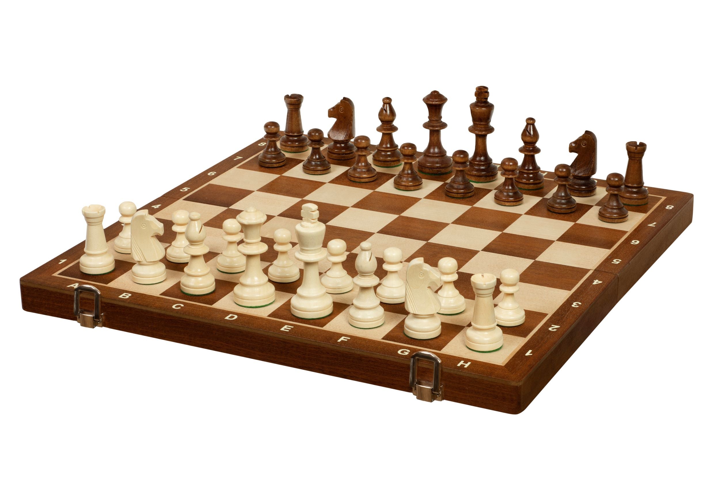Jeu d'échecs pliant en marqueterie de bois d'acajou et d'érable - de taille 5 (45x45cm) - Jeu d'échecs pliant en marqueterie de bois d'acajou et d'érable - de taille 5 (45x45cm)