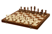 Jeu d'échecs pliant en marqueterie de bois d'acajou et d'érable - de taille 5 (45x45cm)