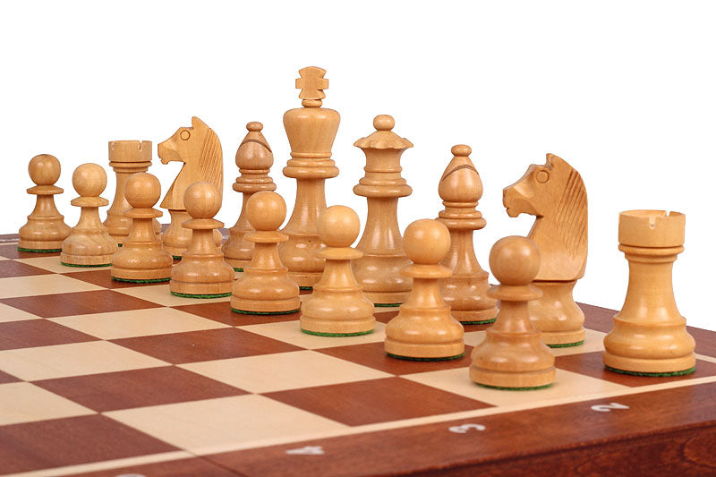 Jeu d'échecs de tournoi avec les pièces German Knight en bois de buis de taille 5 (48x48cm) - L'ensemble complet - Jeu d'échecs de tournoi avec les pièces German Knight en bois de buis de taille 5 (48x48cm) - L'ensemble complet