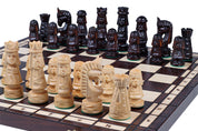 Jeu d'Echecs GIEWONT en bois de tilleul, de taille moyenne (57 x 57cm) - Ensemble Complet