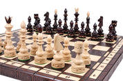 Jeu d'd'échecs INDIEN en bois de charme, de grande taille  (54 x 54cm) - Ensemble Complet