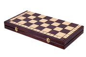 Jeu d'd'échecs POLONAIS ANCIEN en bois de cerisier sauvage, de grande taille (56 x 56 cm)