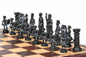 Jeu d'Echecs SPARTE avec les pièces en plastique et l'échiquier en bois, de grande taille (50 x 50cm) - Ensemble Complet