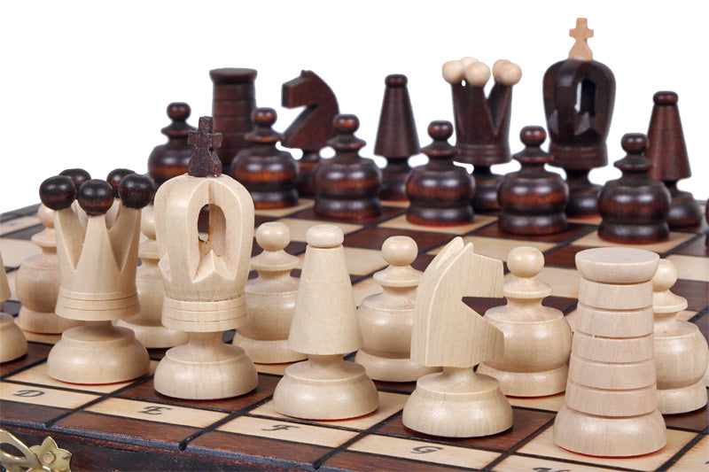 Jeu d'Echecs ROYAL MAXI en bois de charme et de hêtre, de taille moyenne (31 x 31cm) - Ensemble Complet - Jeu d'Echecs ROYAL MAXI en bois de charme et de hêtre, de taille moyenne (31 x 31cm) - Ensemble Complet
