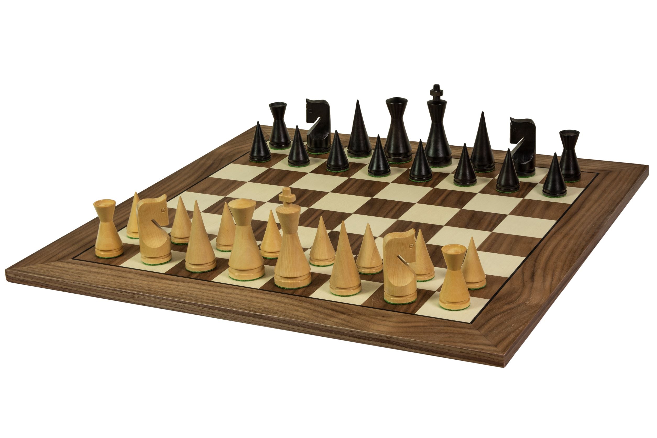 Echiquier sans coordonnées en marqueterie de bois de noyer et sycomore - échiquier luxe de Taille 5+/6 avec une bande noire séparant les cases et les bords - Echiquier sans coordonnées en marqueterie de bois de noyer et sycomore - échiquier luxe de Taille 5+/6 avec une bande noire séparant les cases et les bords
