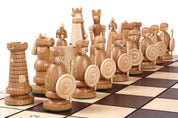 Jeu d'Echecs MAGNAT en bois de chêne, de cerisier sauvage et de sycomore, de grande taille  (55 x 55cm) - Ensemble Complet