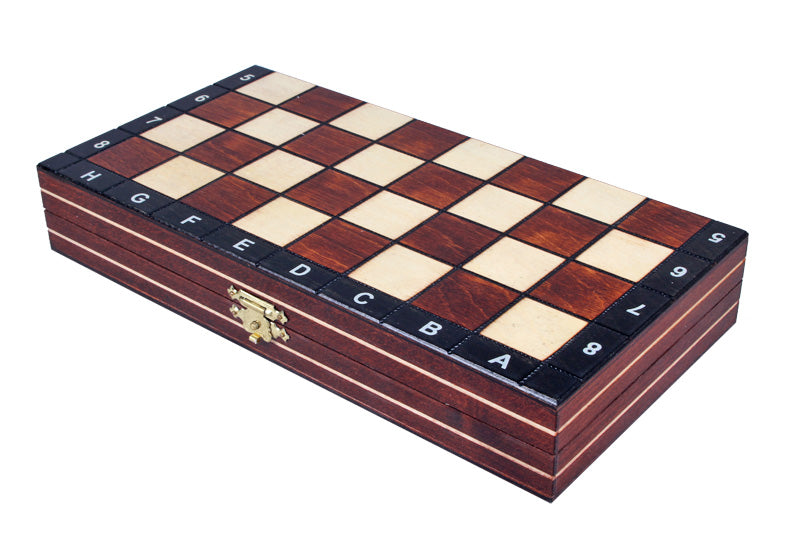 Jeu d'échecs MAGNETIQUE Marron pliant en bois de charme de petite taille (27 x 27cm) - Ensemble Complet - Jeu d'échecs MAGNETIQUE Marron pliant en bois de charme de petite taille (27 x 27cm) - Ensemble Complet