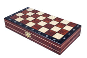 Jeu d'échecs MAGNETIQUE Marron pliant en bois de charme de petite taille (27 x 27cm) - Ensemble Complet