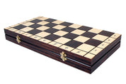 Jeu d'Echecs ROYAL avec incrustations en laiton, en bois bois de charme et de cerisier sauvage, de grande taille (50 x 50cm) - Ensemble Complet