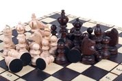 Jeu d'échecs OLYMPIQUE en bois de charme, de petite taille (30 x 30m) - Ensemble Complet