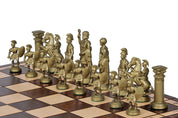 Jeu d'Echecs SPARTE avec les pièces en plastique et l'échiquier en bois, de grande taille (50 x 50cm) - Ensemble Complet