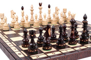 Jeu d'd'échecs INDIEN en bois de charme, de grande taille  (54 x 54cm) - Ensemble Complet