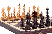 Jeu d'd'échecs POLONAIS ANCIEN en bois de cerisier sauvage, de grande taille (56 x 56 cm)
