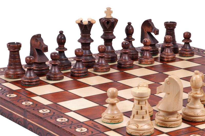 Jeu d'échecs AMBASSADEUR en bois de charme, de grande taille (54 x 54cm) - Ensemble Complet - Jeu d'échecs AMBASSADEUR en bois de charme, de grande taille (54 x 54cm) - Ensemble Complet