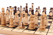 Jeu d'Echecs MAGNAT en bois de chêne, de cerisier sauvage et de sycomore, de grande taille  (55 x 55cm) - Ensemble Complet
